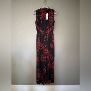 Nanette Lepore Black And Red Pleated Jumpsuit With Elastic Waistband NWT Sz 8